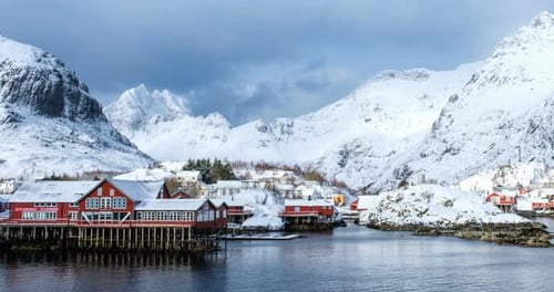 A Village on Lofoten Islands, Norway Timelapse