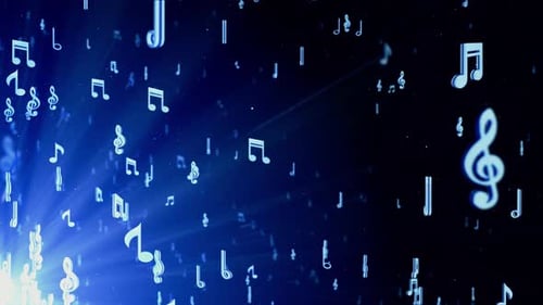 Blue Glittering Music Notes Flying Light Loop