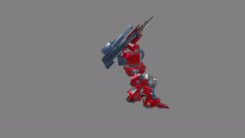 3D Animated Futuristic Combat Robot Turnaround with Heavy Weapon