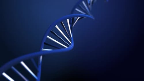 Animated 3D DNA Double Helix Rotating in Blue