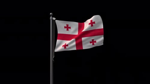 Georgia Flag On Flagpole With Alpha Channel 4K