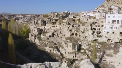 View of Ortahisar Town of Cappadocia, Turkey.