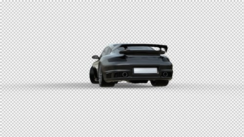Modern 3D Black Sports Car Rotation Animation