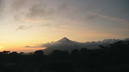 Costa Rica Timelapse, Time Lapse of Arenal Volcano Landscape with Beautiful Rainforest Scenery and D