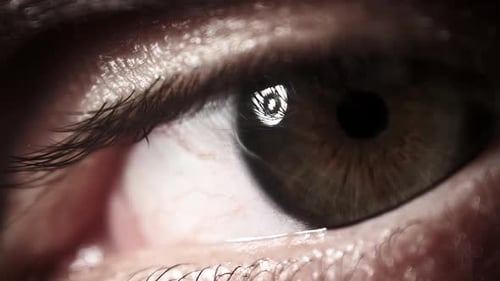 Male Eye Extreme Close Up. Amazing Eyesight. Brown with Green Eye. Slow Motion.