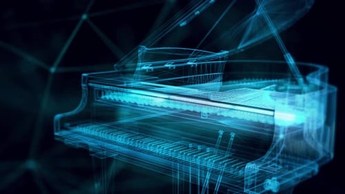 Grand Piano Hologram Close Up 4k