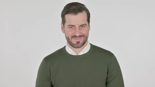 Man in Green Sweater, Mid Shot Portrait
