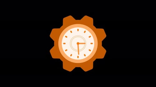 Animated Flat Design Clock and Gear Icon Loop