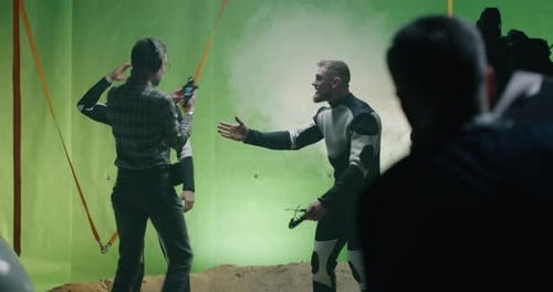 Filming Actors in Futuristic Suits on Green Screen