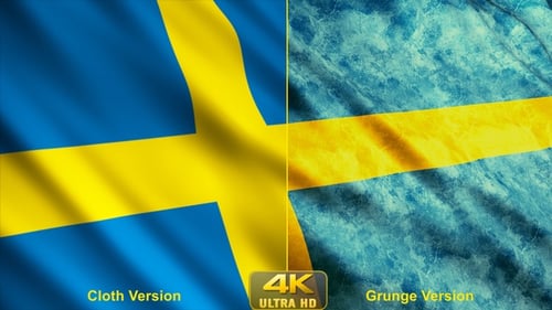 Waving Swedish Flag Loop with Clean and Textured Styles