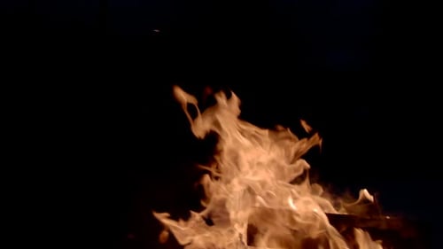 Orange Flames Burning in Dark Background