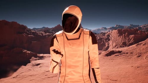 Futuristic Astronaut Materializing Effect on Alien Planet