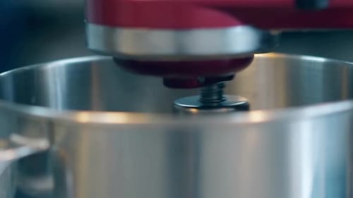 Stand Mixer Mixing in Stainless Steel Bowl