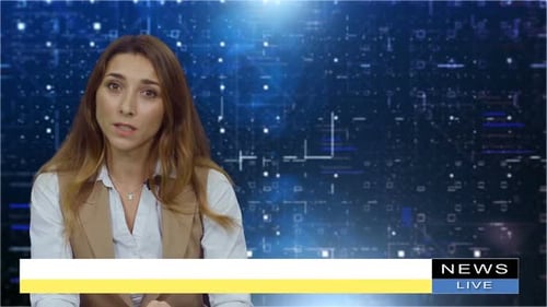 Female Anchorwoman, News Presenter Talking in Broadcasting Studio