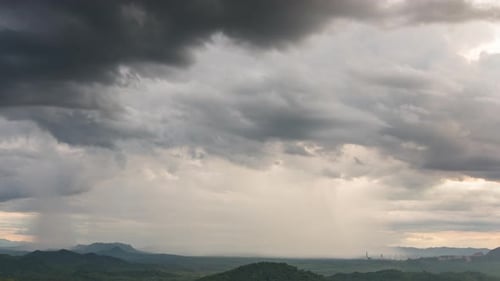 Rain Clouds Over Mountain Range Landscape