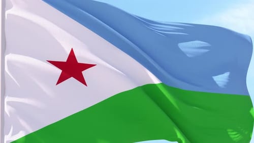 Djibouti Flag Waving Seamless Loop Realistic Animation