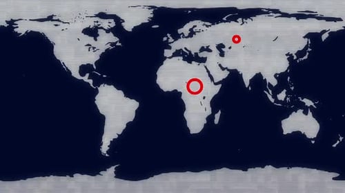 Global Technology Map with Glitching Scanlines and Pulsating Points