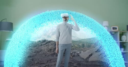 Mature Man Exploring Virtual Reality