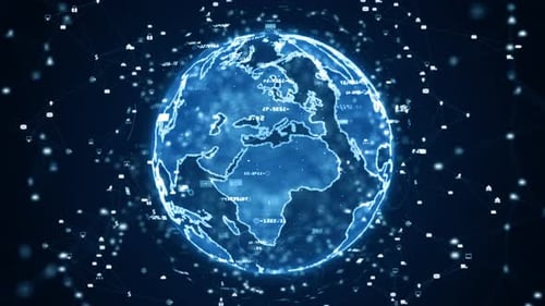 Futuristic Digital Earth Global Network Technology Background