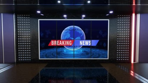 Virtual News Studio Set Green Screen Background Loop 4k