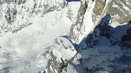 Aerial View of Winter Snow Mountains Landscape