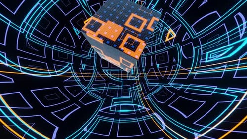 VJ Loop Sci Fi Abstract Cube Flight