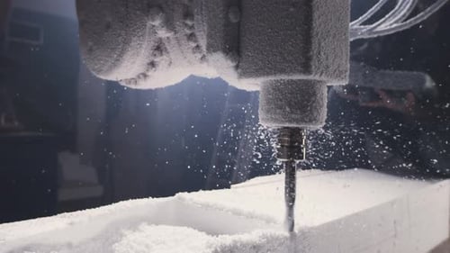 Industrial Milling Machine Cutting White Material