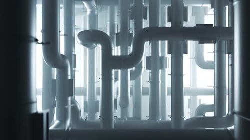 Animated 3D Metallic Pipes Network Modern Background