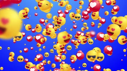 Floating Love Emojis and Hearts Animation Background