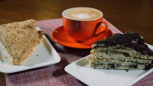 Coffee and Cake Dolly In Close Up