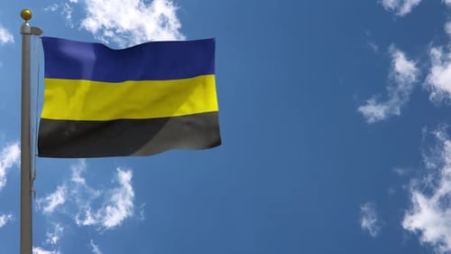Bandera de Gelderland (Países Bajos) en asta de bandera