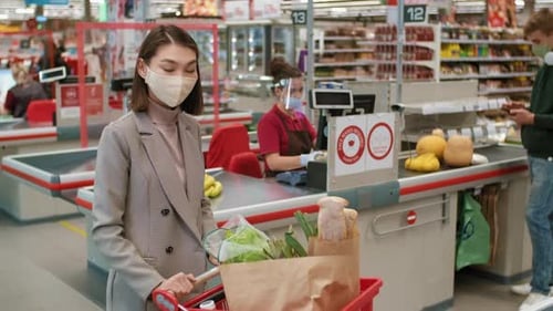 Portrait Of Asian Woman After Food Shopping