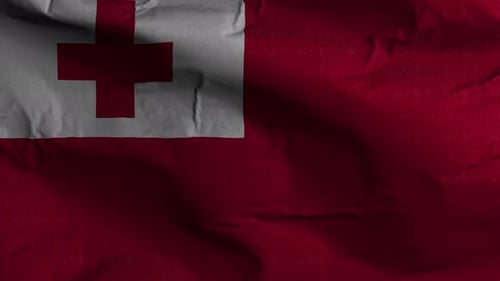 Tonga National Flag Waving Seamless Loop Animation