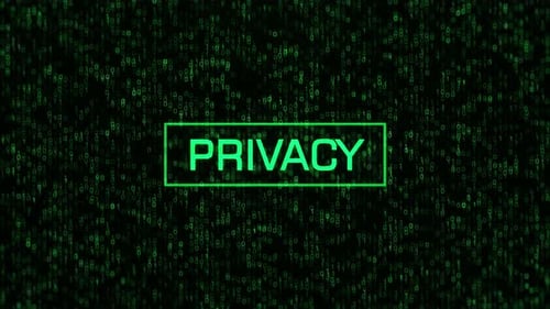 PRIVACY Concept Over Computer Binary Background. PRIVACY Text Over Binary Code