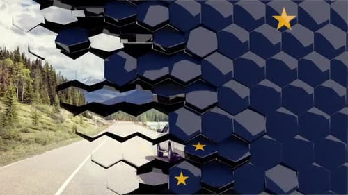 Geometric Hexagon Panel Reveal Transition with Stars