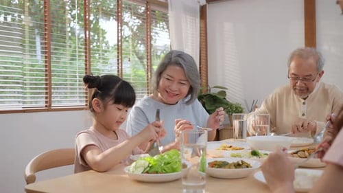 Multigenerational Family Enjoying Meal Together At Home