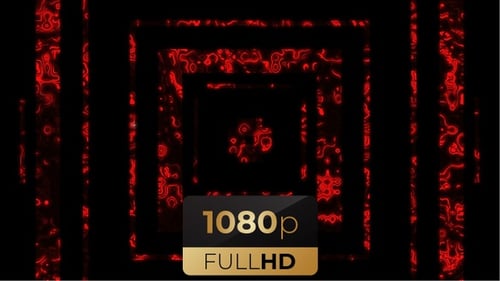 Red Glitch Geometric Square Tunnel Loop Background