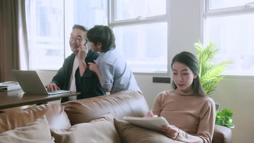 Family Relaxing at Home in the City