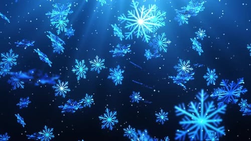Animated Blue Snowflakes Falling Winter Holiday Background