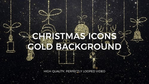 Frohe Weihnachten Icons Goldener Hintergrund