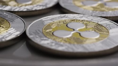 Macro Shot of Ripple Cryptocurrency Coins