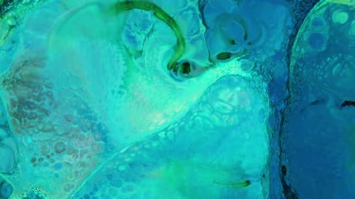 Abstract Fluid Art with Turquoise Teal and Blue