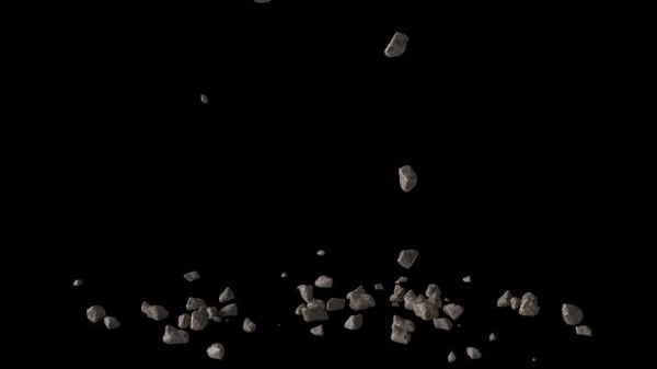 Different sizes of rocks stones debris falling from sky on alpha ...