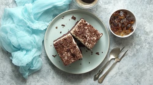 Chocolate Cake Slices with Coffee and Brown Sugar