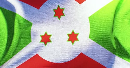 Waving Flag of Burundi with Realistic Fabric Texture Seamless Loop