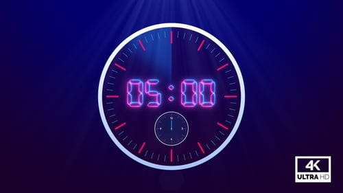 Futuristic Neon Digital Countdown Clock Timer