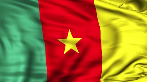 Realistic Cameroon Flag Waving in Wind