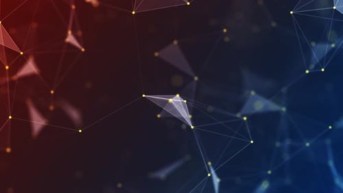 Abstract Connecting Digital Network Animation with Glowing Dots