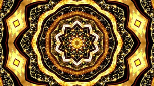 Golden Shimmering Decorative Kaleidoscope Pattern Motion Background