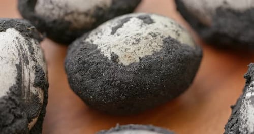 Preserved Salted Duck Eggs covered in Black Mud
